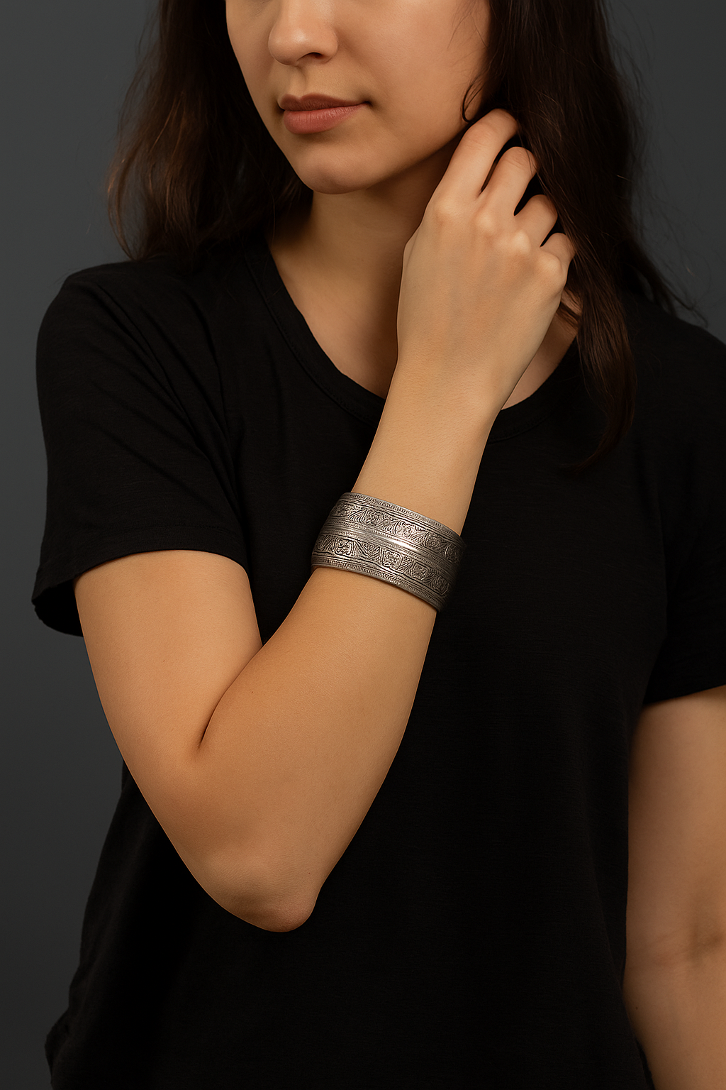 TIBETAN DESIGN SILVER CUFF BRACELET - JAG Universal Collection