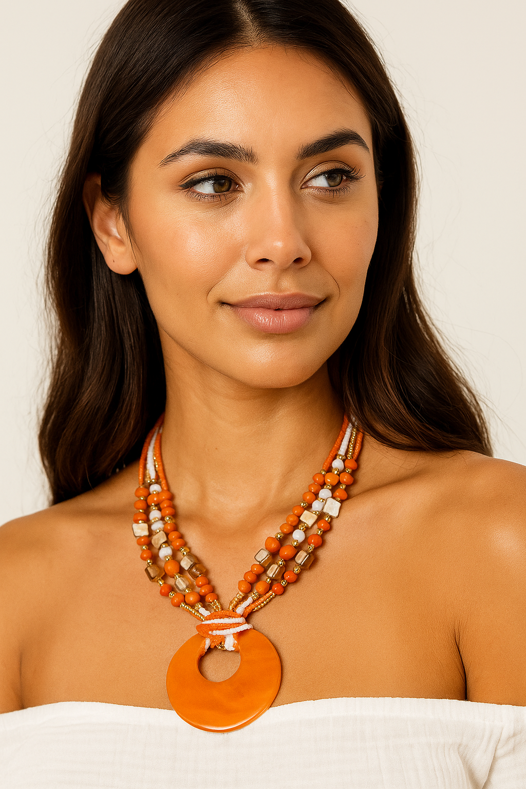 WOMEN'S HANDCRAFTED SHELL AND STONES NECKLACE - JAG Universal Collection