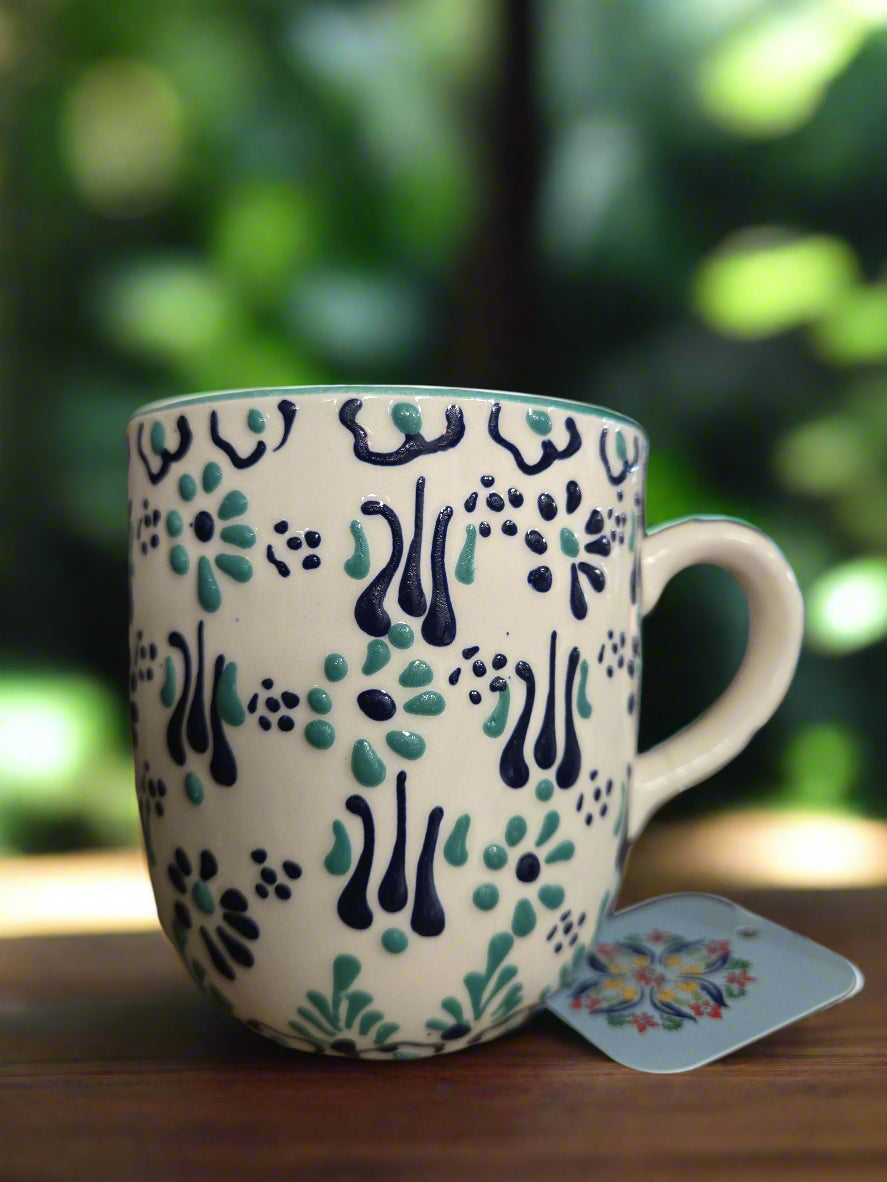 TURKISH HAND PAINTED CERAMICS MUG - WHITE
