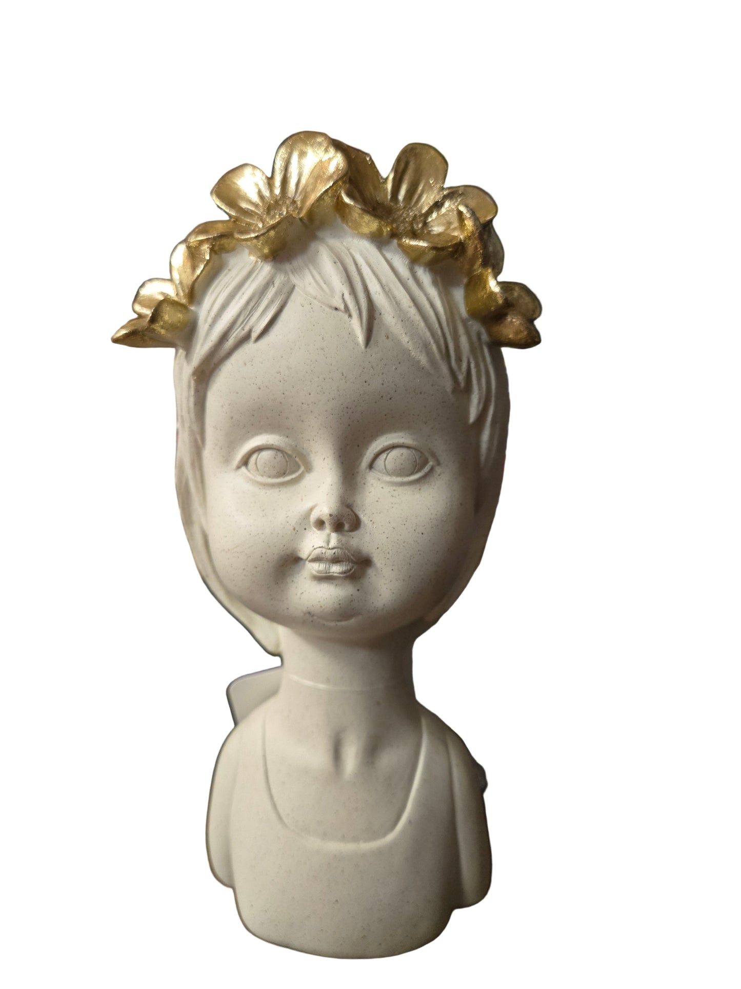 FLOWER CHILD CLAY SCULPTURE - BEIGE & GOLD