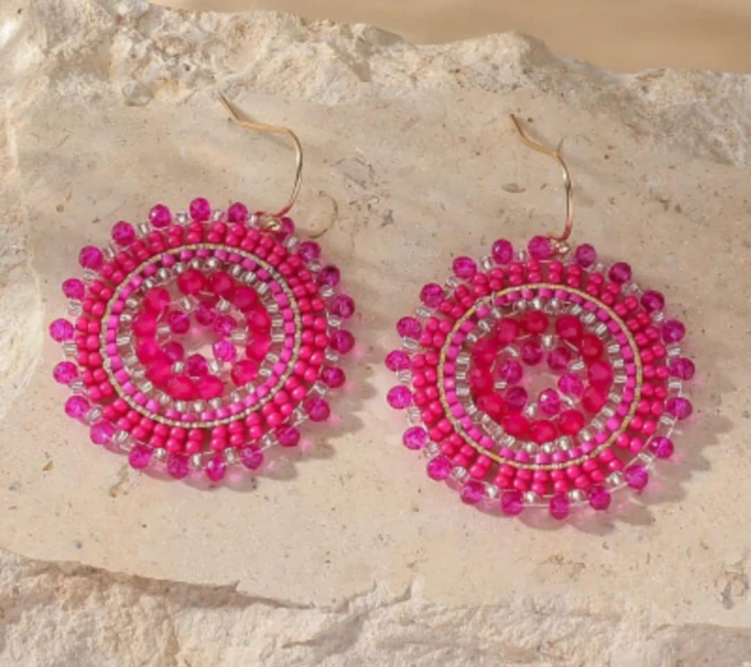 AFRICAN BEADED HANDCRAFTED ROUND EARRINGS - JAG Universal Collection