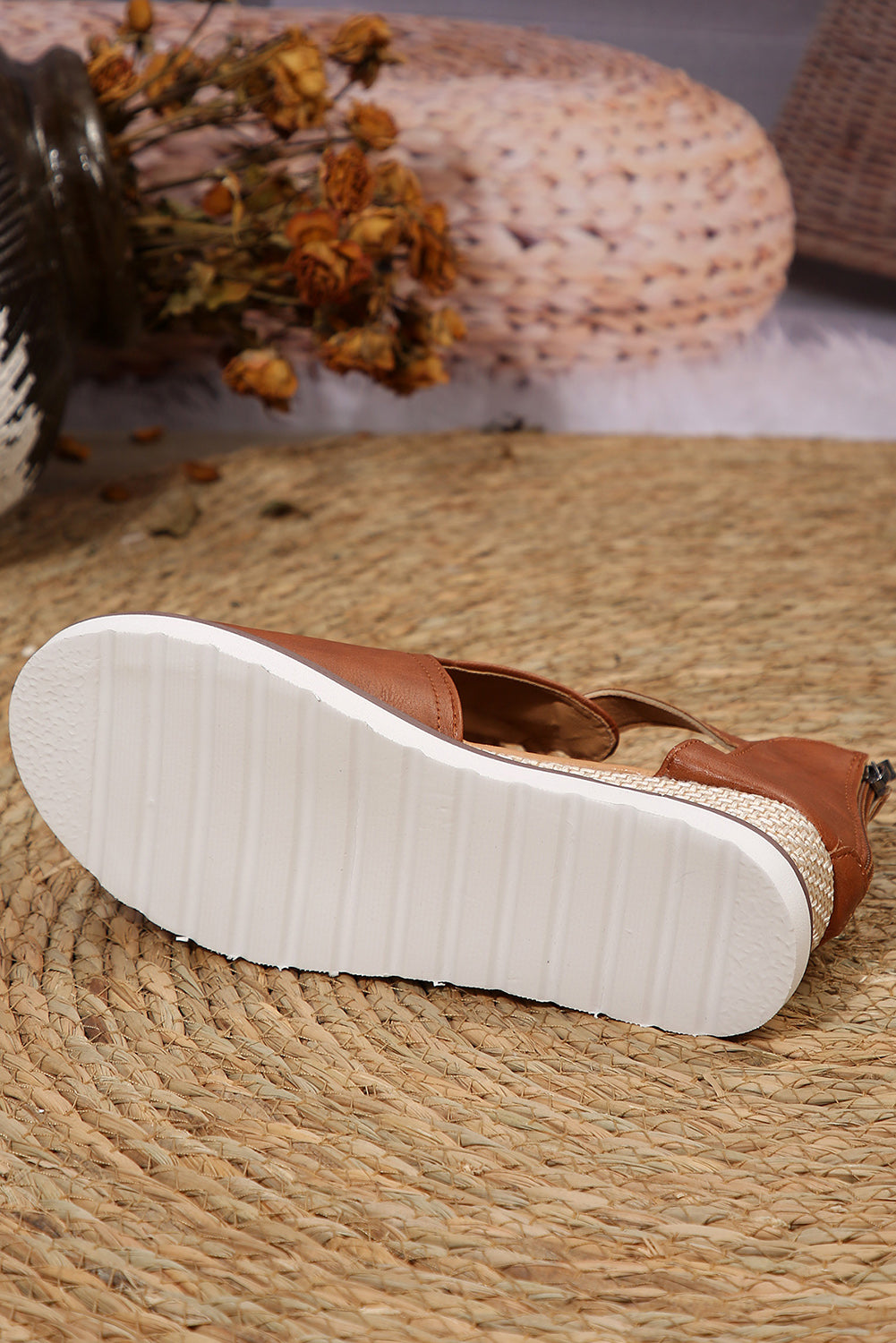 Cutout Buckle Strap Platform Slides Shoes