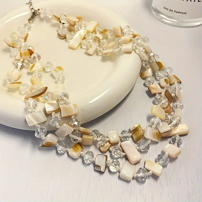 BEADED THREE- LAYERED NECKLACE - HANDCRAFTED - JAG Universal Collection