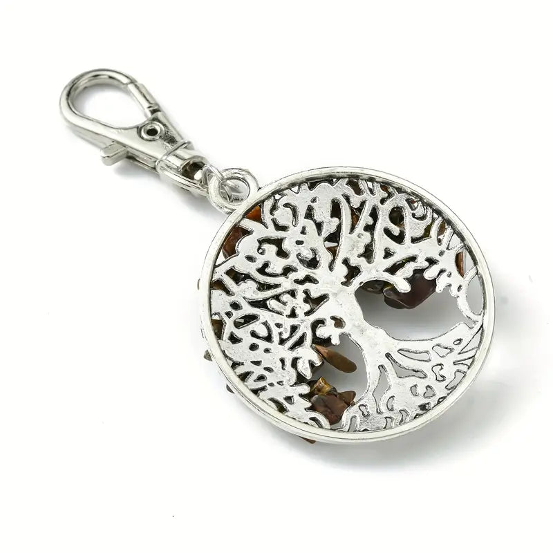 GEMSTONE CHAKRA TREE OF LIFE KEYCHAIN