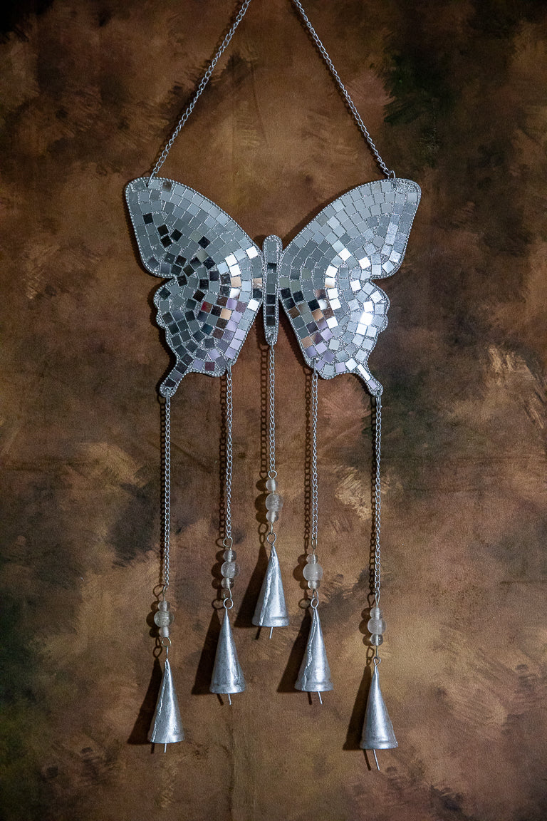 SILVER GLASS MOSAIC METAL WIND CHIME HANDCRAFTED - JAG Universal Collection