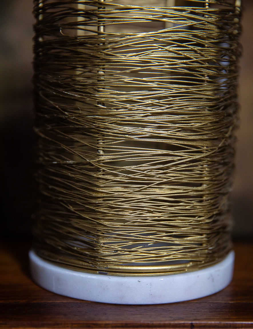 Gold Wire Utensil Holder with Marble Base