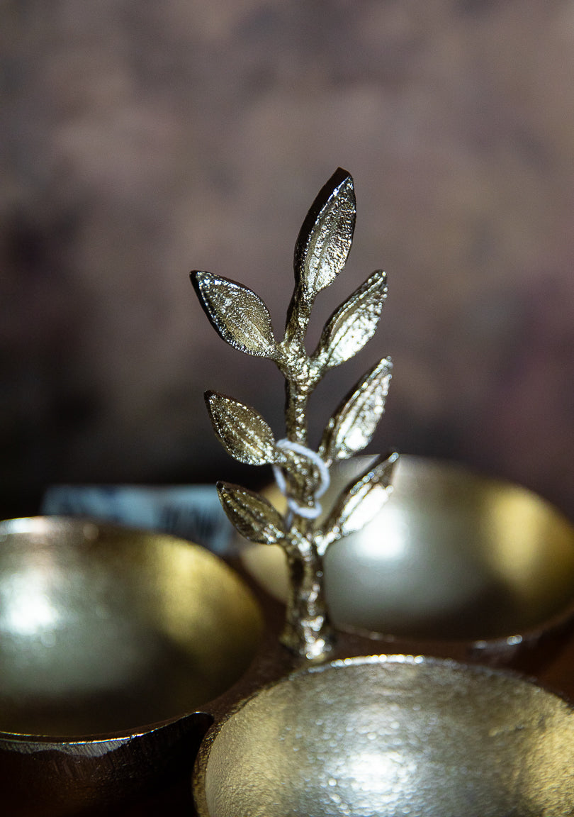 Gold Leaf Triple Snack Bowl Set
