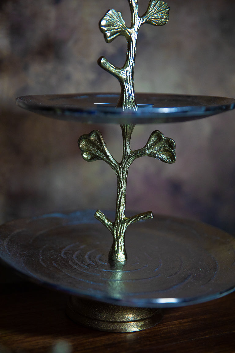 2-Tier Ginkgo Leaf Serving Tray