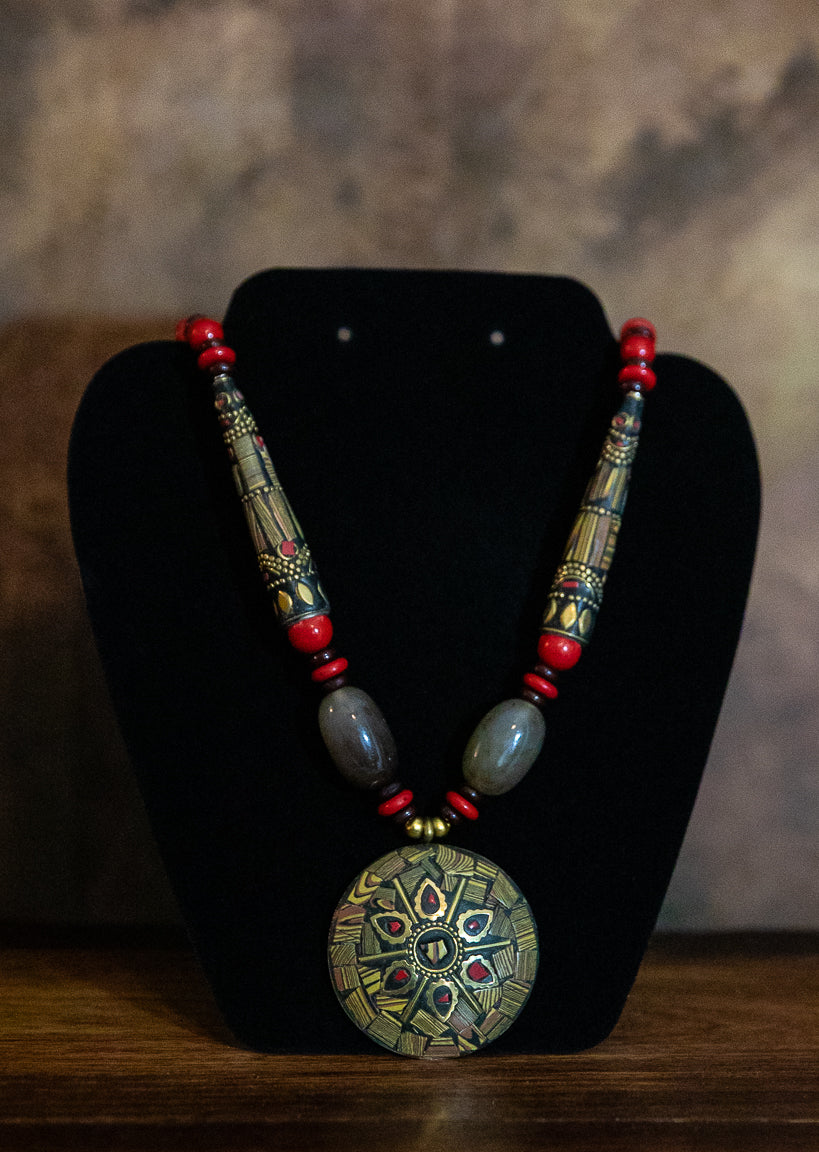 GOLD MOSAIC INLAID ANTIQUE NECKLACE