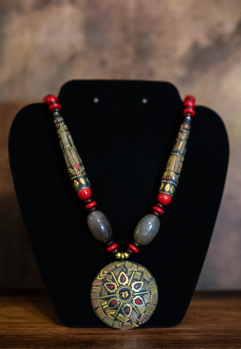 GOLD MOSAIC INLAID ANTIQUE NECKLACE