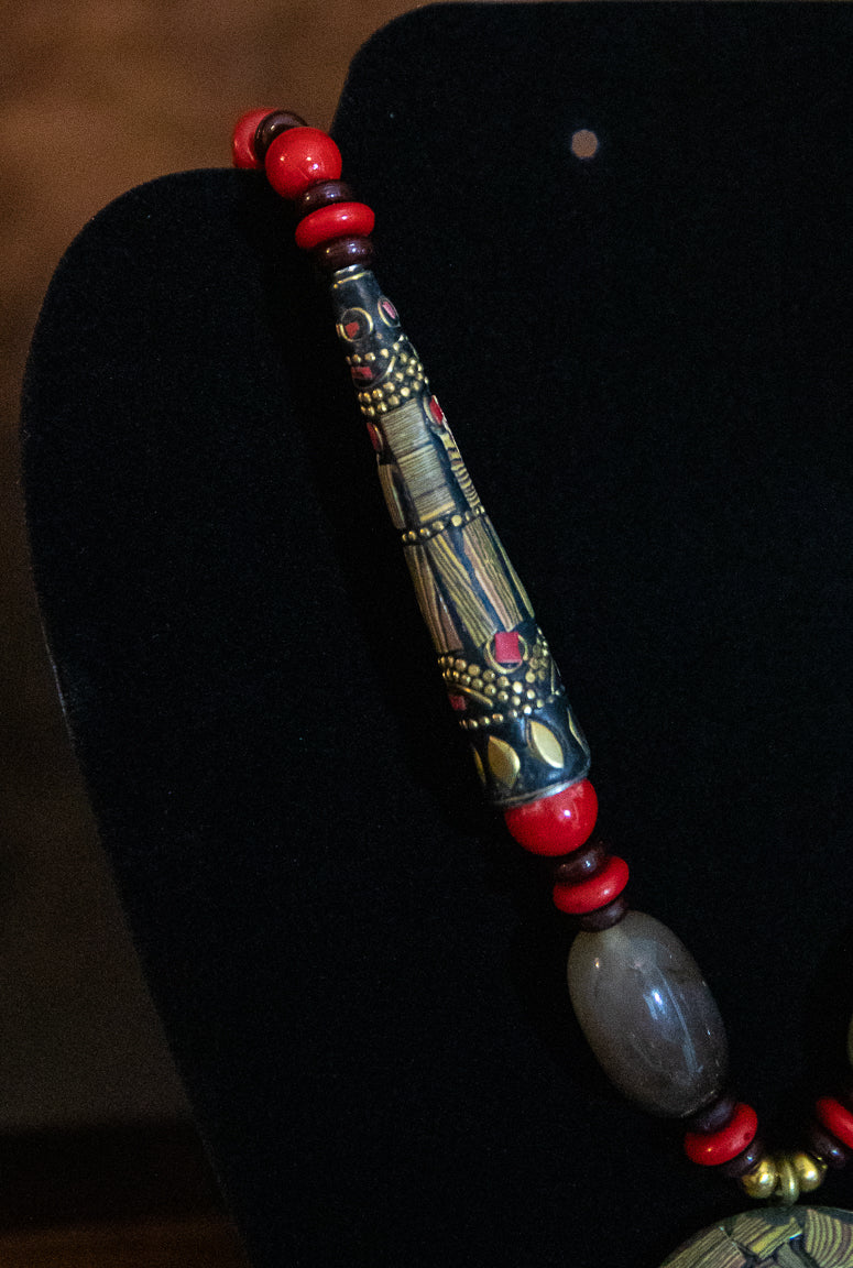 GOLD MOSAIC INLAID ANTIQUE NECKLACE