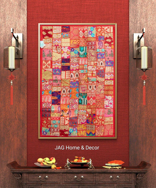 INDIAN RAJHASTANI EMBROIDRED WALL TAPESTRY - HANDCRAFTED - JAG Universal Collection