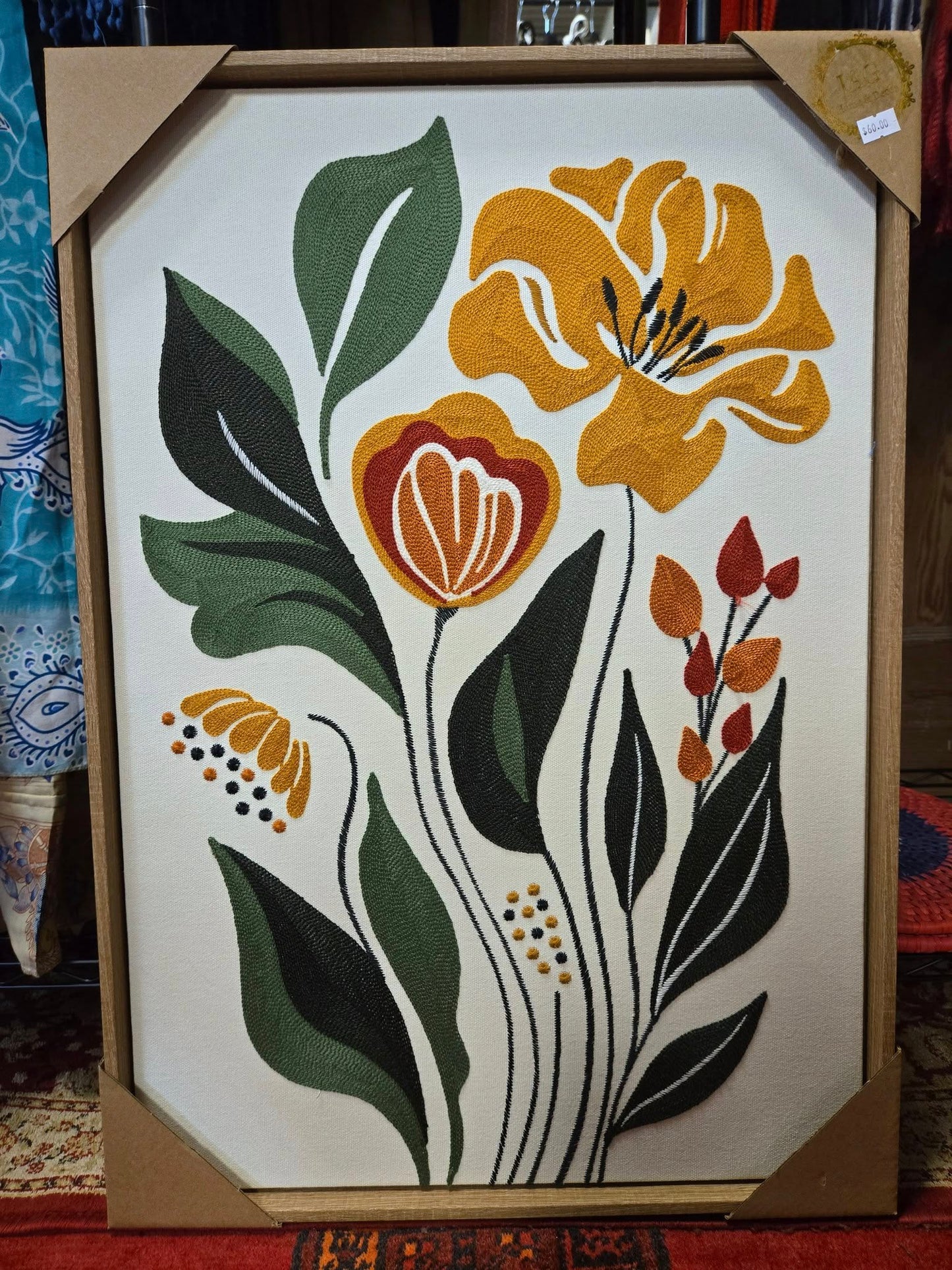 Embroidered Wall Art Garden 24" x 14"