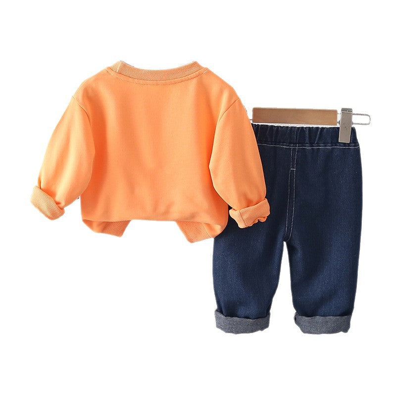 Two piece round neck hoodie set for children