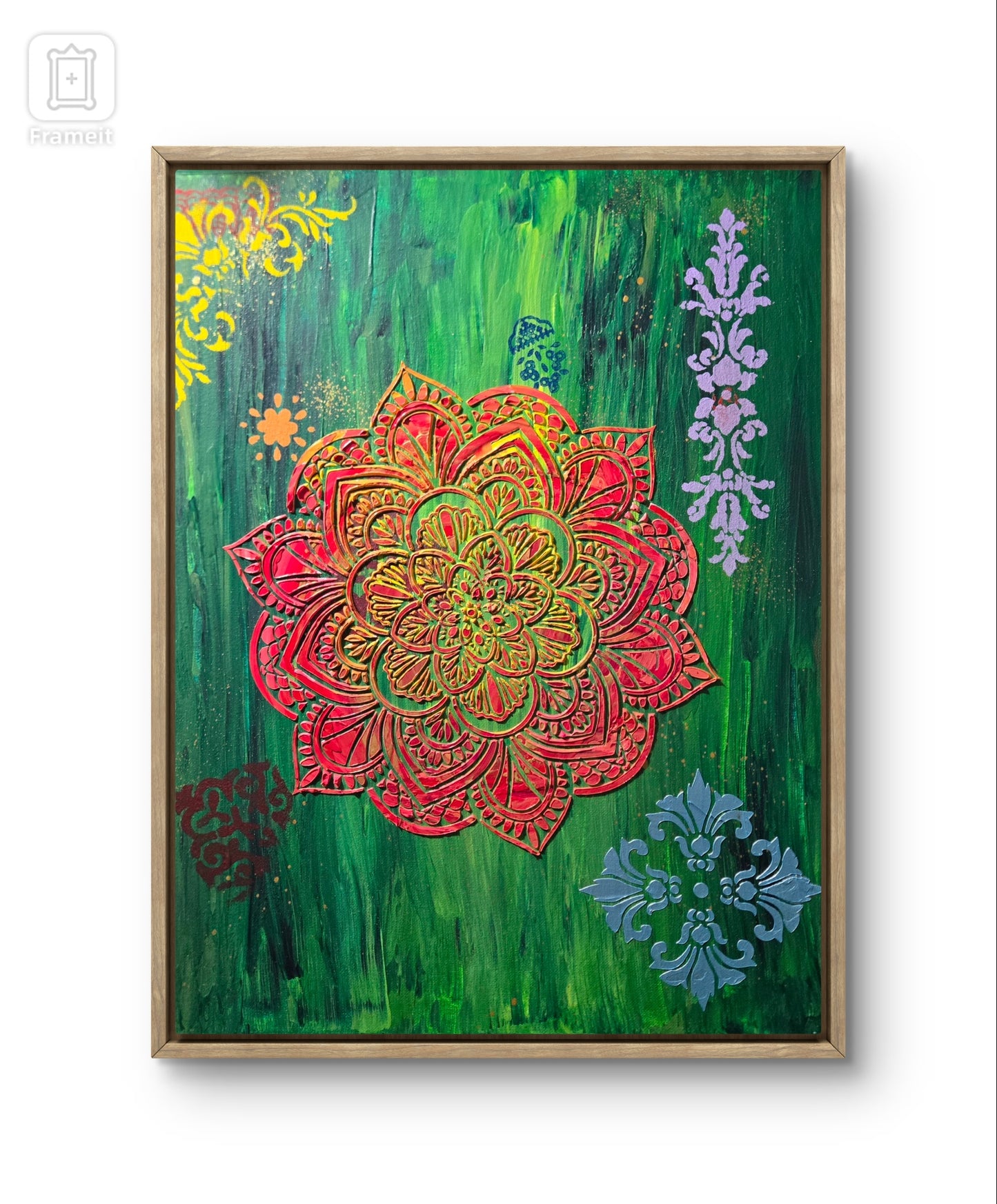 Verdant Harmony Mandala – 24" x 14" Mixed Media - SOLD