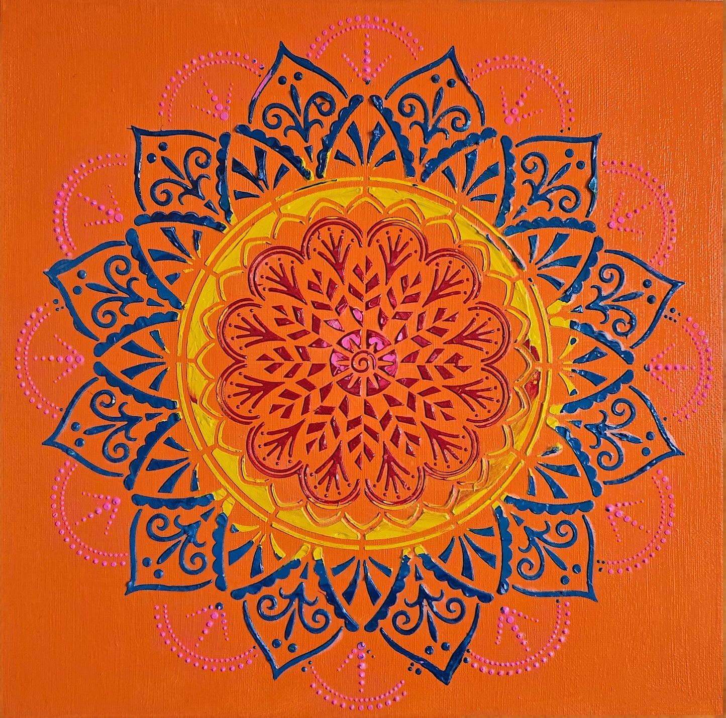 HAND PAINTED TEXTURED MANDALA ART - ORANGE - JAG Universal Collection
