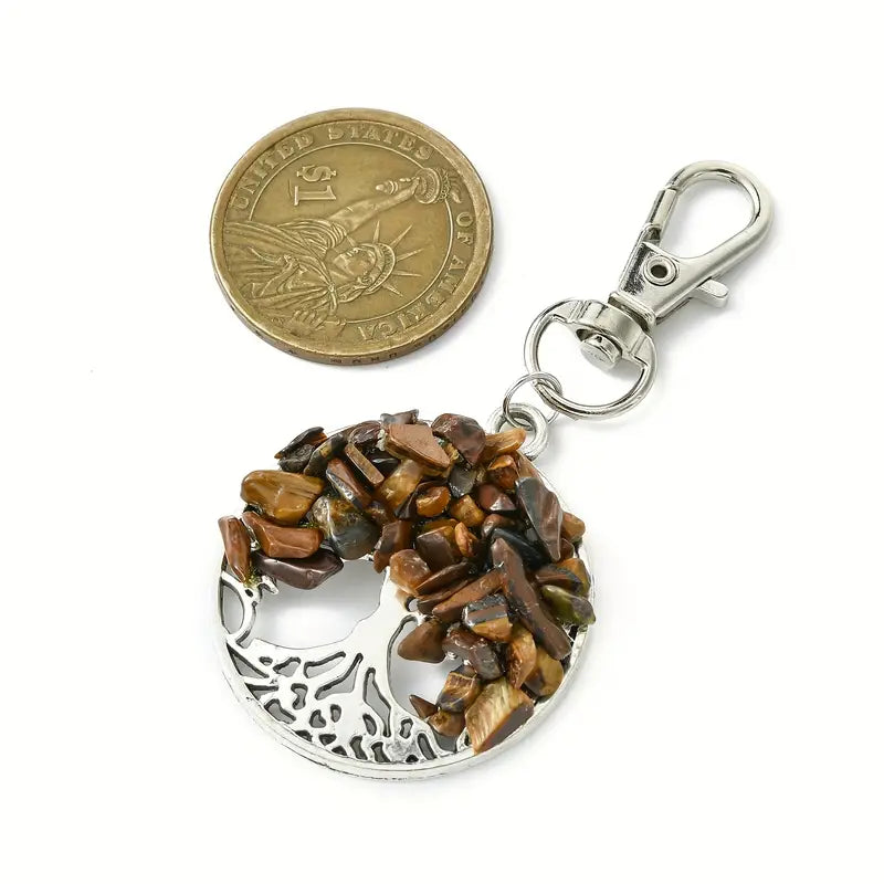 GEMSTONE CHAKRA TREE OF LIFE KEYCHAIN