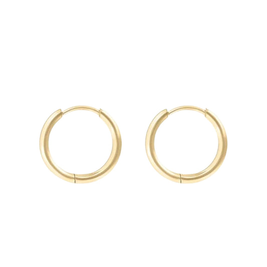 Classic Gold PVD 316L Surgical Stainless Steel Huggie Hoop Earrings – Hypoallergenic, Lightweight (12mm)