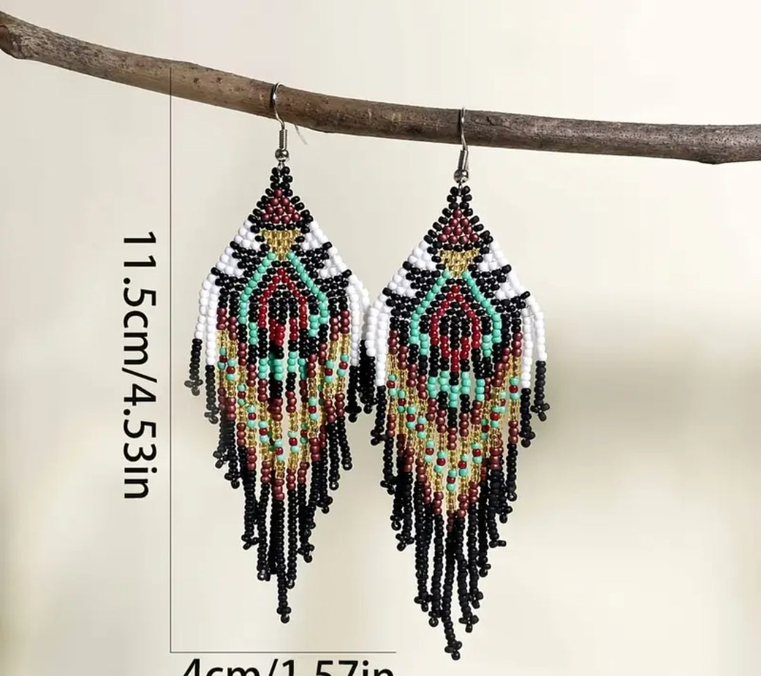 BEAUTIFUL BOHEMIAN BEADED EARRINGS - HANDCRAFTED
