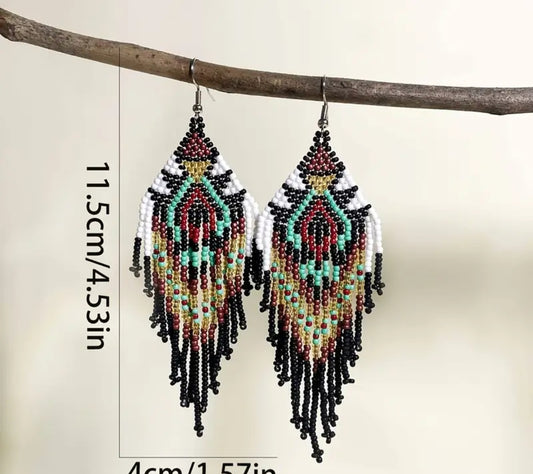 BEAUTIFUL BOHEMIAN BEADED EARRINGS - HANDCRAFTED