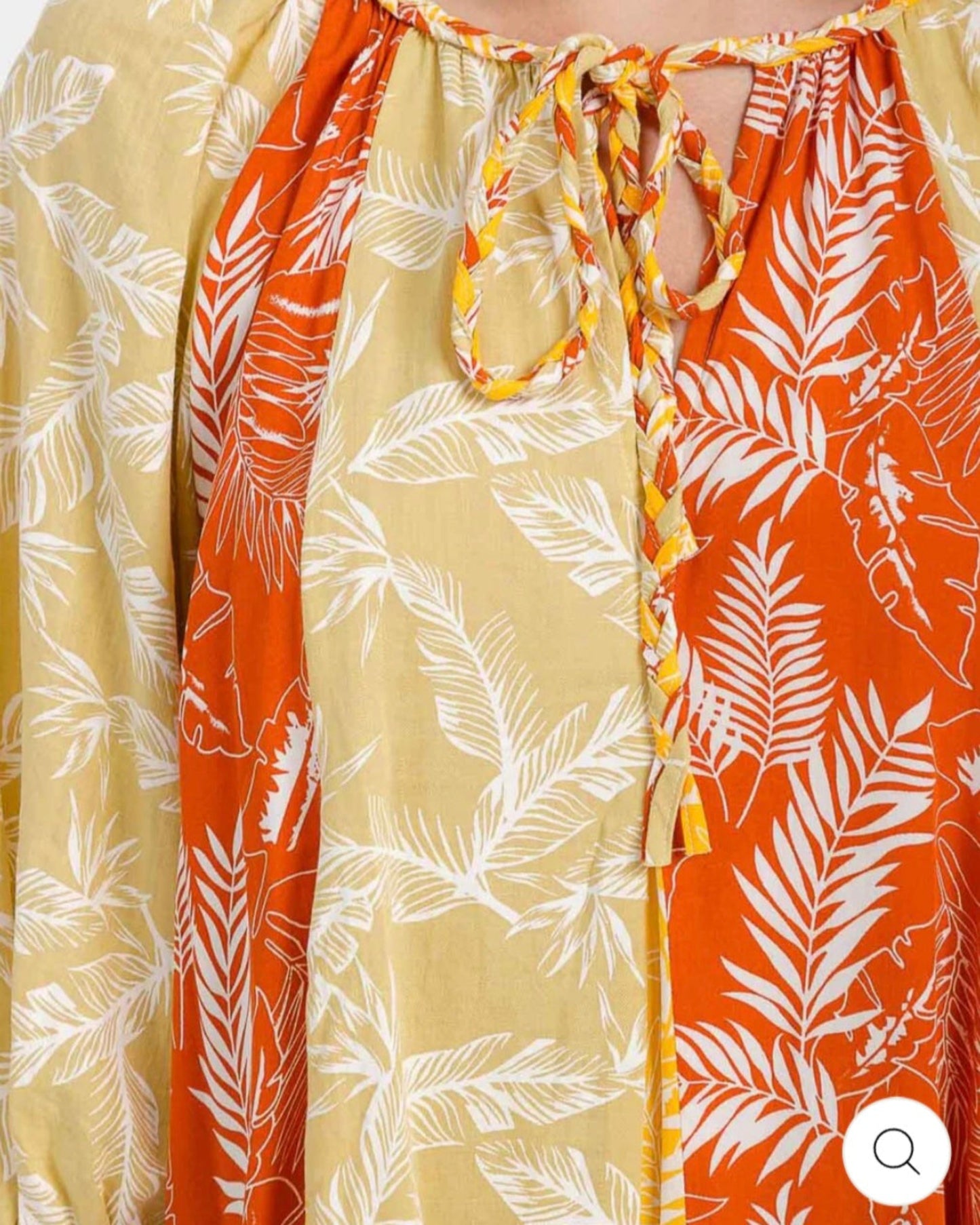 WOMEN'S 3/4 SLEEVE V-NECK LEAF PRINT TUNIC BLOUSE - JAG Universal Collection