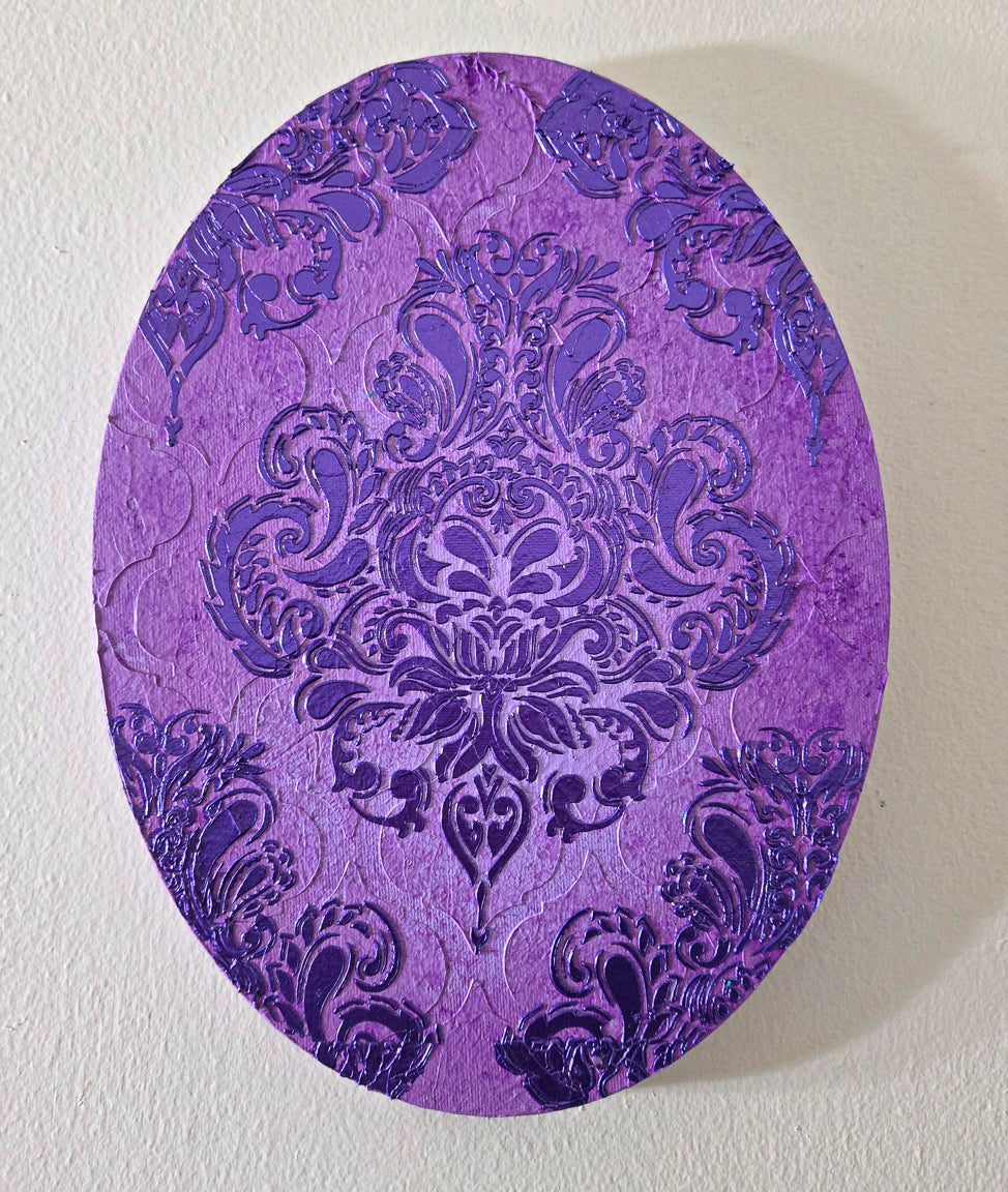 Amethyst Veil – 12" x 8" Oval Canvas - Mixed Media
