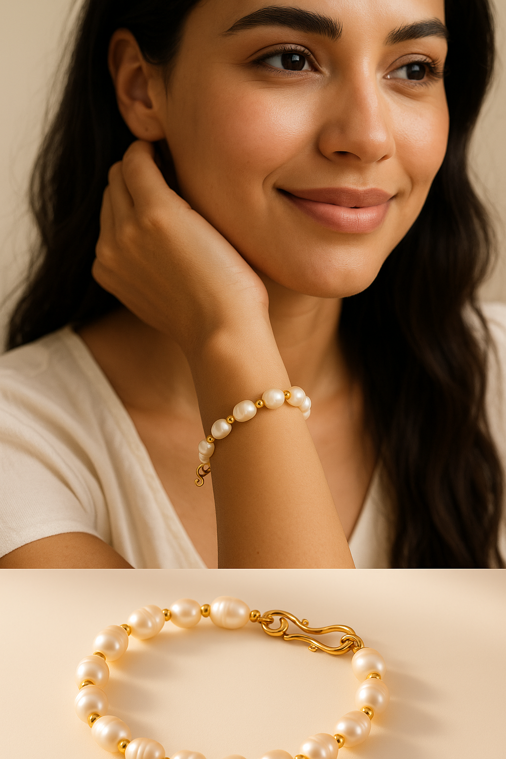 Freshwater Pearl Bracelet Handcrafted Pearl Jewelry with Gold Accents - JAG Universal Collection