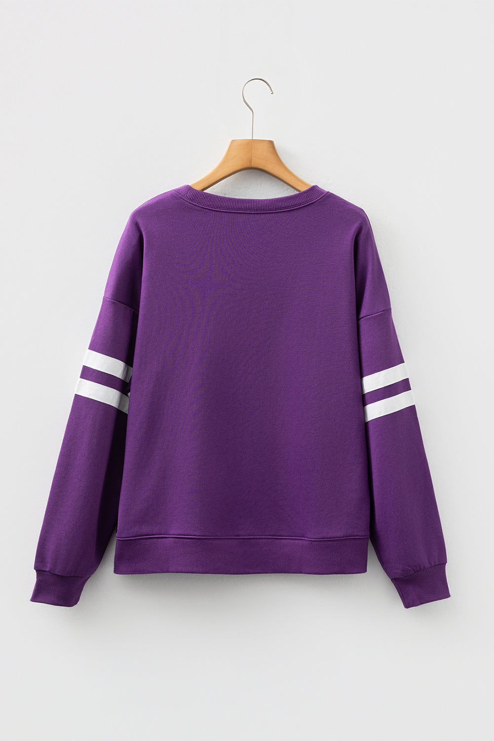 Purple Preppy Striped Sleeve Loose Sweatshirt