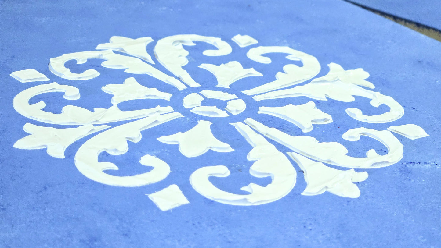 Azure Folk Tiles – 12" x 12" Mixed Media Wooden Panel Set - SOLD