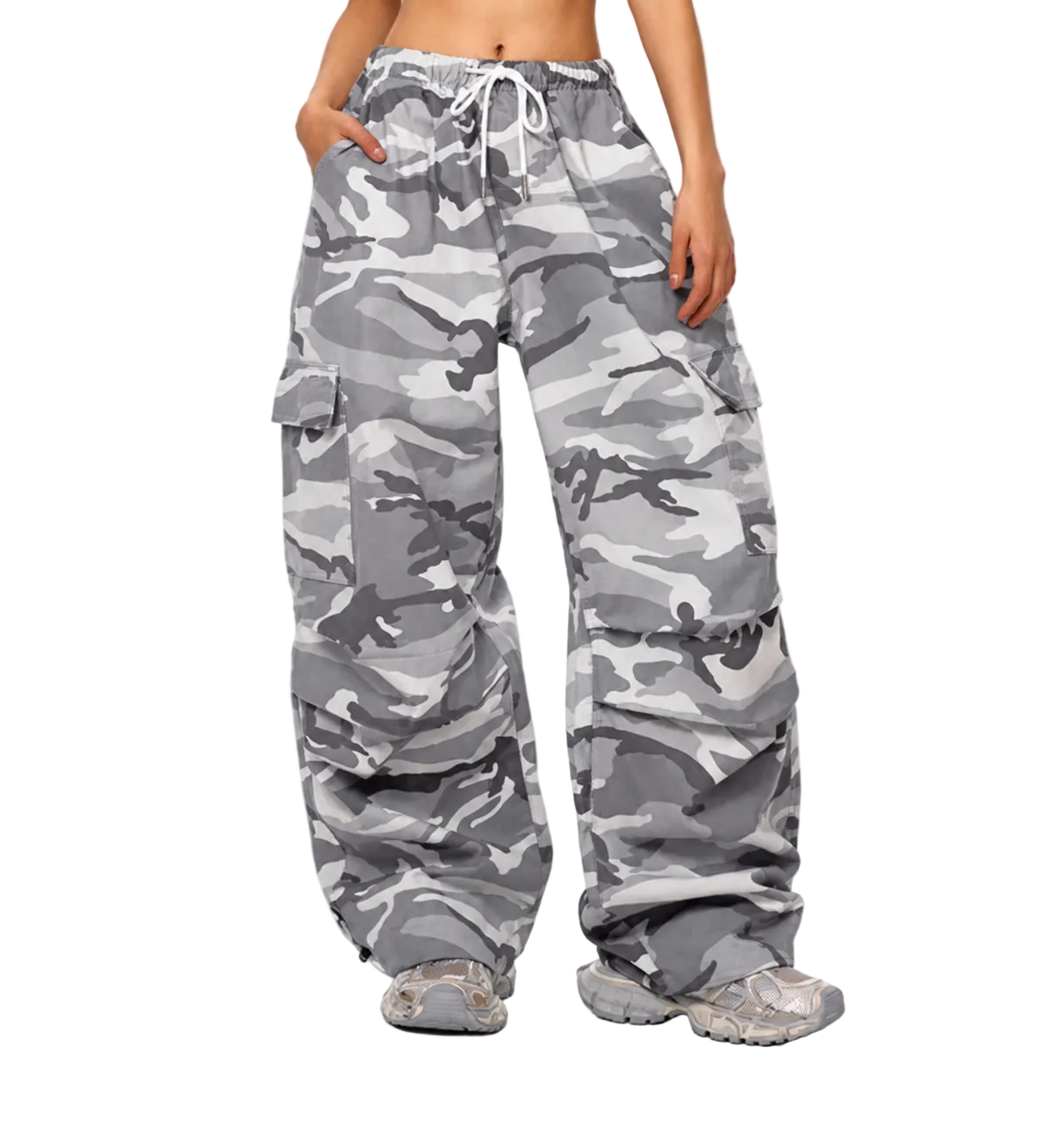 Women’s Camo Cargo Pants – Baggy Wide Leg Drawstring Streetwear
