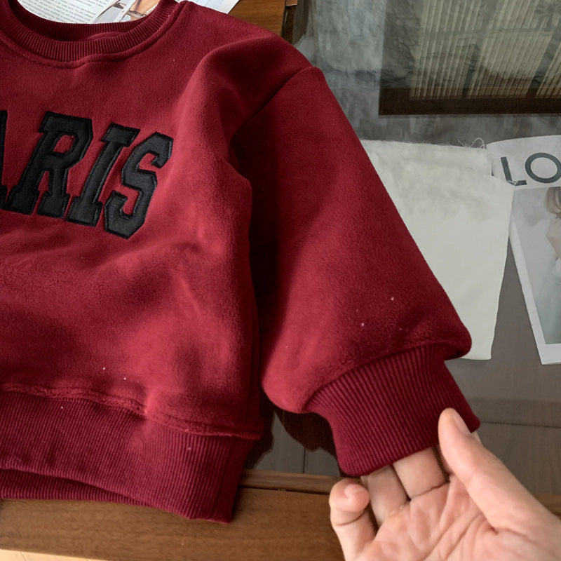 One piece fleece hoodie versatile top for children