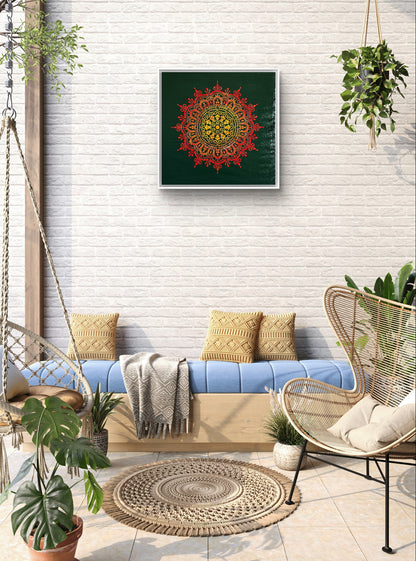 HAND PAINTED TEXTURED MANDALA ART - GREEN - JAG Universal Collection 
