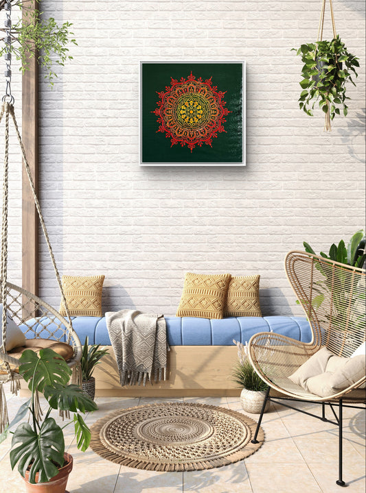 HAND PAINTED TEXTURED MANDALA ART - GREEN - JAG Universal Collection 