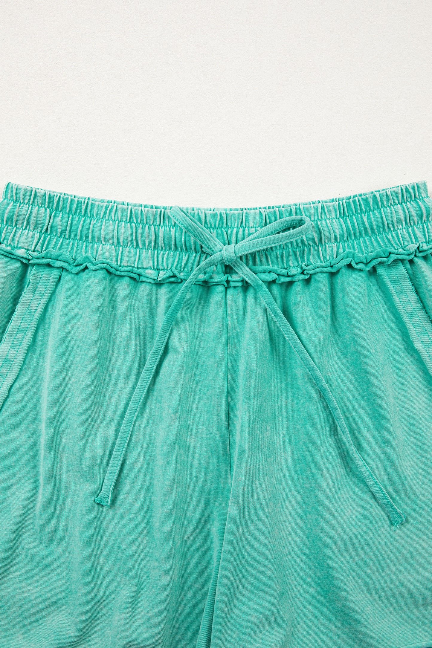 Sea Green Mineral Wash Lounge Shorts – Soft Drawstring Casual Shorts