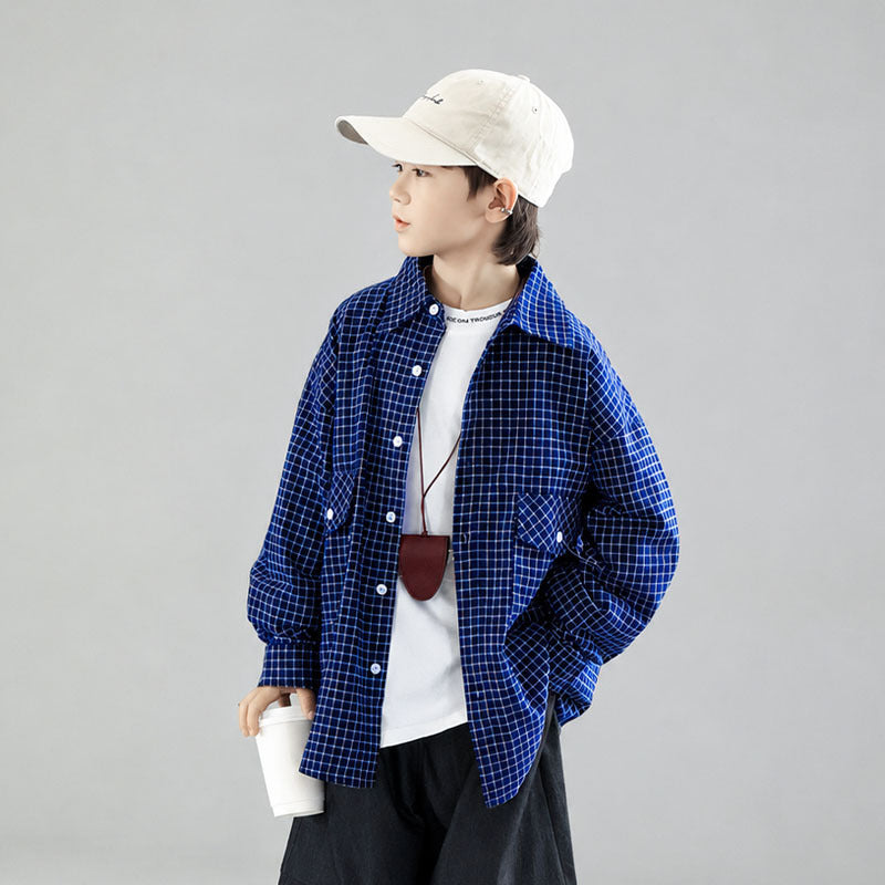 Boys Long Sleeve Casual Shirt Fall Spring Children Top