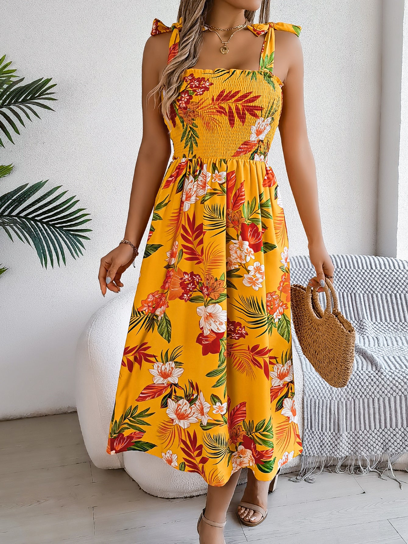 Floral Corset Maxi Dress – Summer Vacation Beach Dress