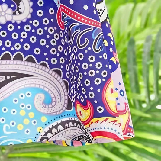 Women’s Floral V-Neck Summer Dress with Pockets – 3/4 Sleeve Casual Beach Vacation Dress