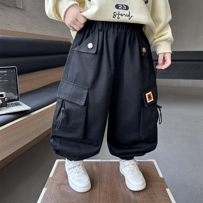Boys' Autumn Cargo Jogger Pants Casual Trendy Kids Trousers