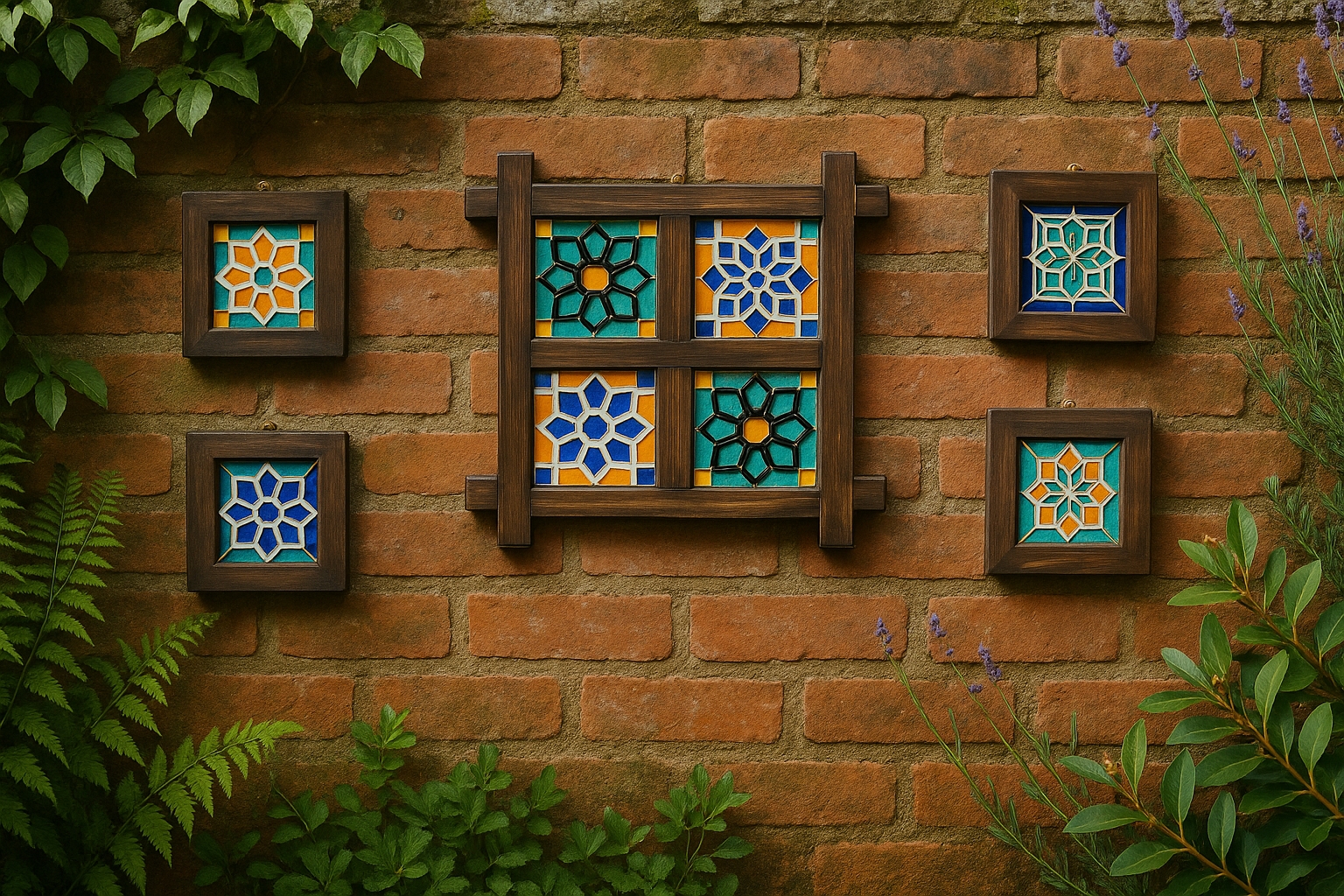 PUNJABI TILE AND WOOD GEOMETRIC WALL ART - HANDCRAFTED - JAG Universal Collection 