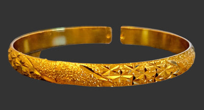 24K Gold Plated Dubai Style Cuff Bracelet – 2 Piece Set