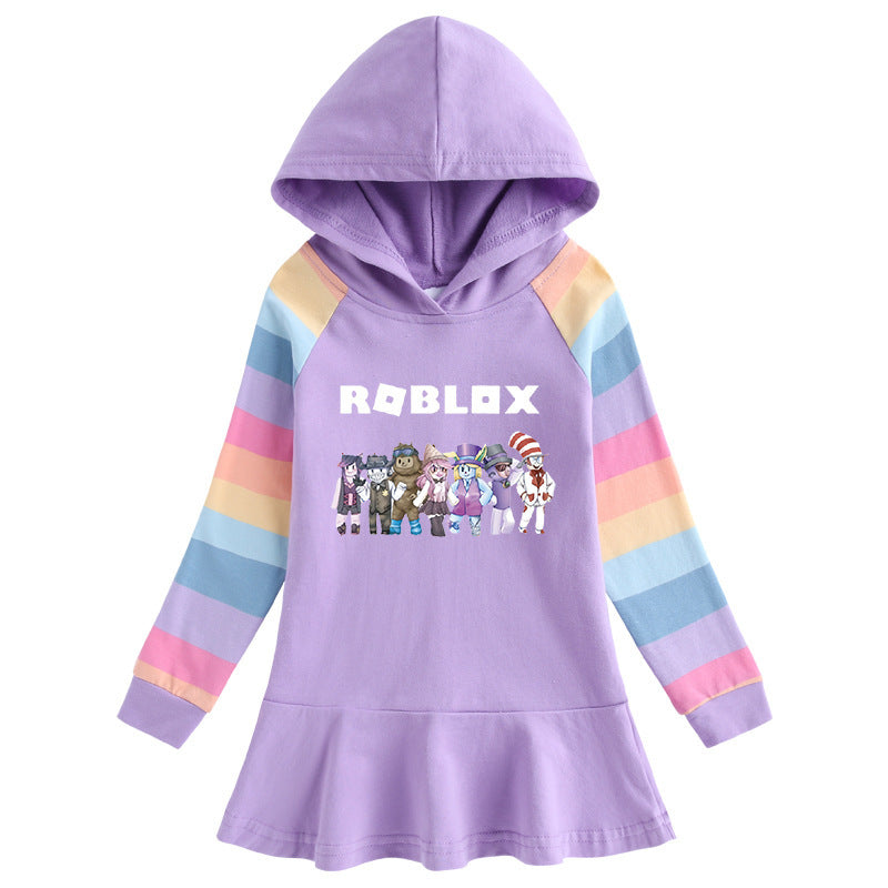 Cartoon Rainbow Girls' Dress for Children