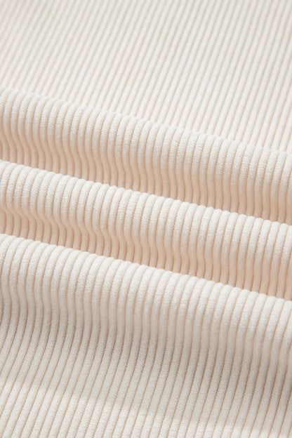 Women’s Corduroy Drawstring Lounge Pants –White  High-Waisted Soft Casual Trousers