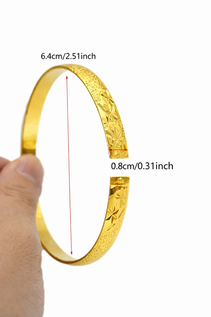 24K Gold Plated Dubai Style Cuff Bracelet – 2 Piece Set