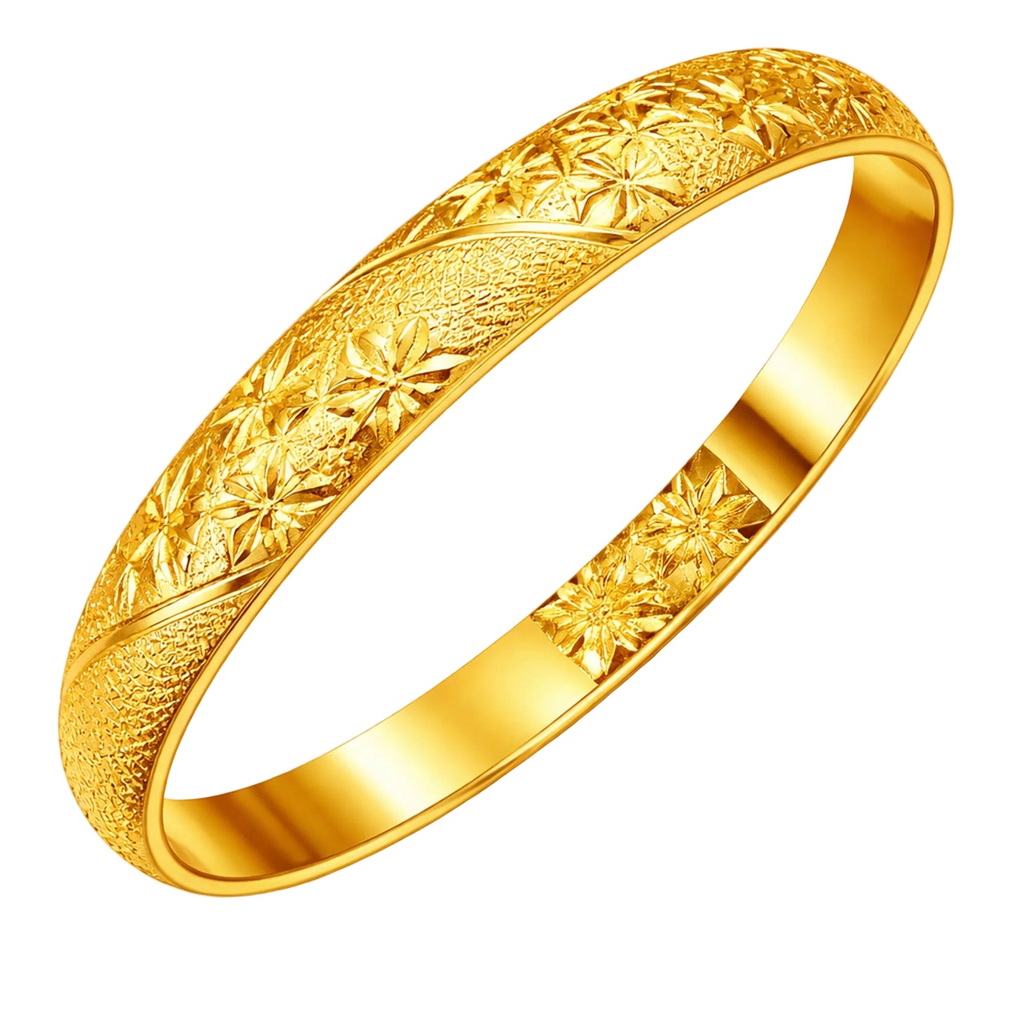 24K Gold Plated Dubai Style Cuff Bracelet – 2 Piece Set