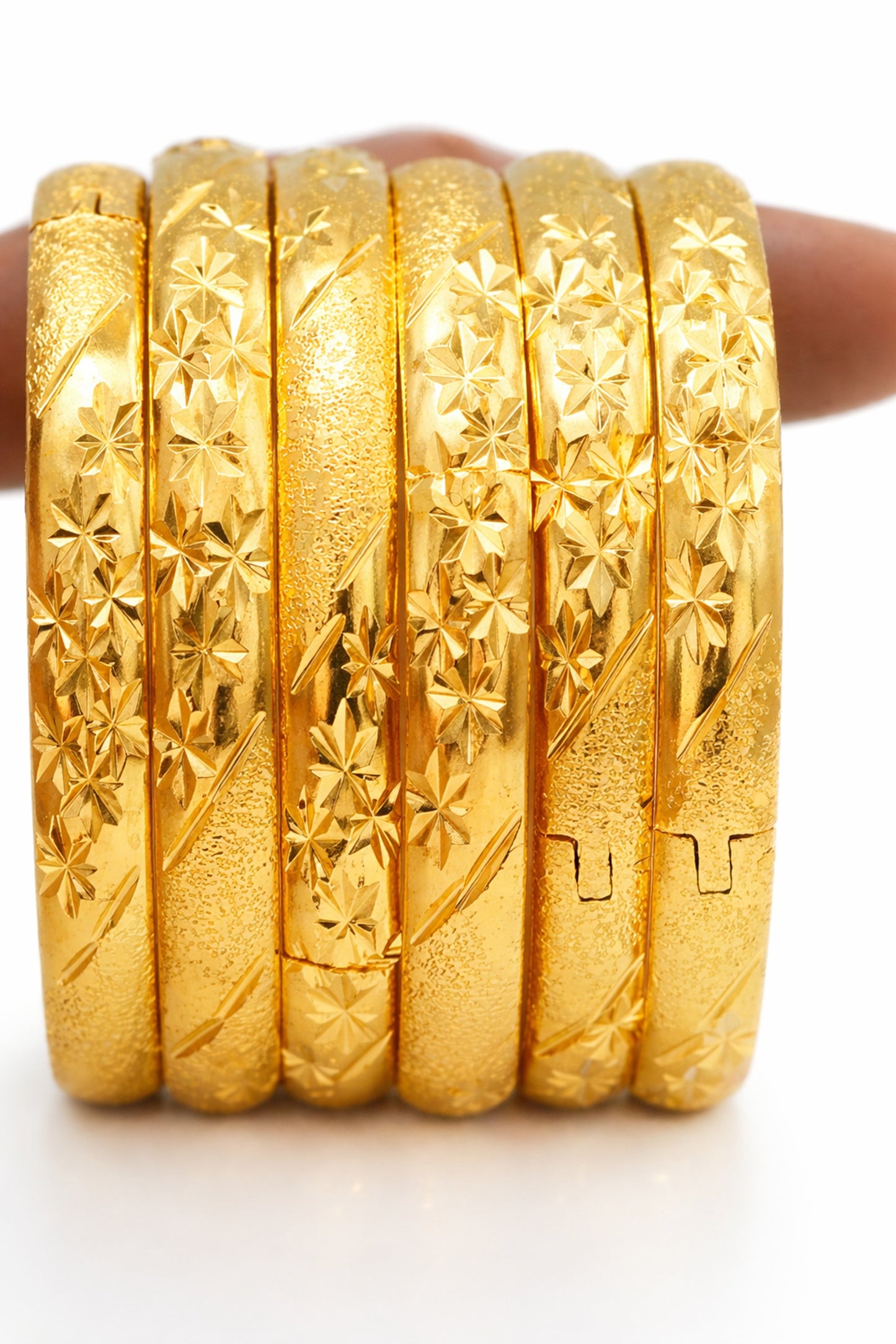 24K Gold Plated Dubai Style Cuff Bracelet – 2 Piece Set