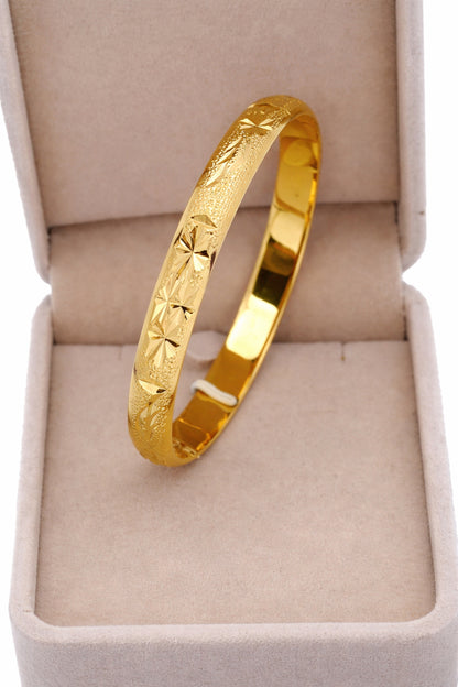 24K Gold Plated Dubai Style Cuff Bracelet – 2 Piece Set