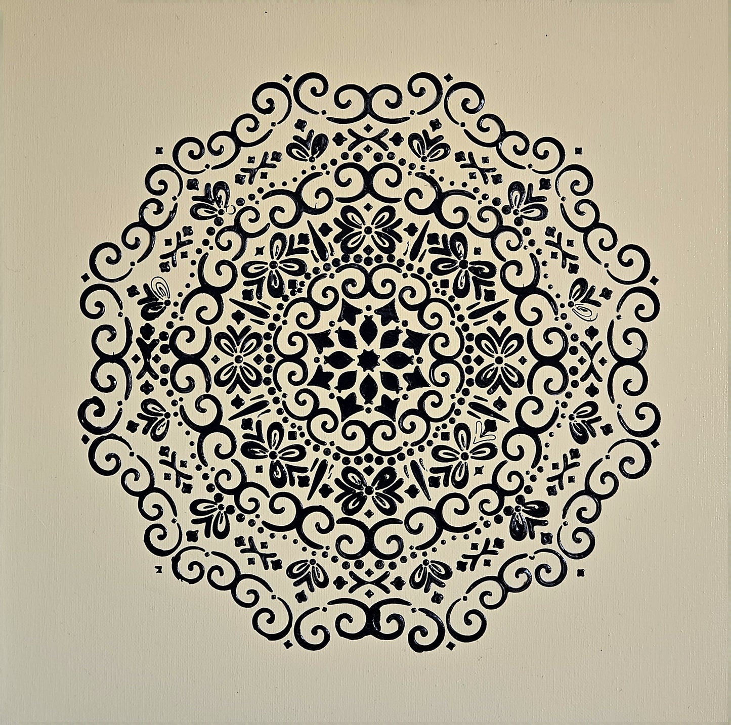 HANDPAINTED TEXTURED MANDALA ART - BEIGE - JAG Universal Collection 