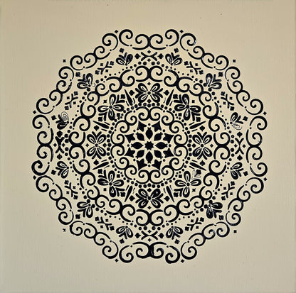 HANDPAINTED TEXTURED MANDALA ART - BEIGE - JAG Universal Collection 