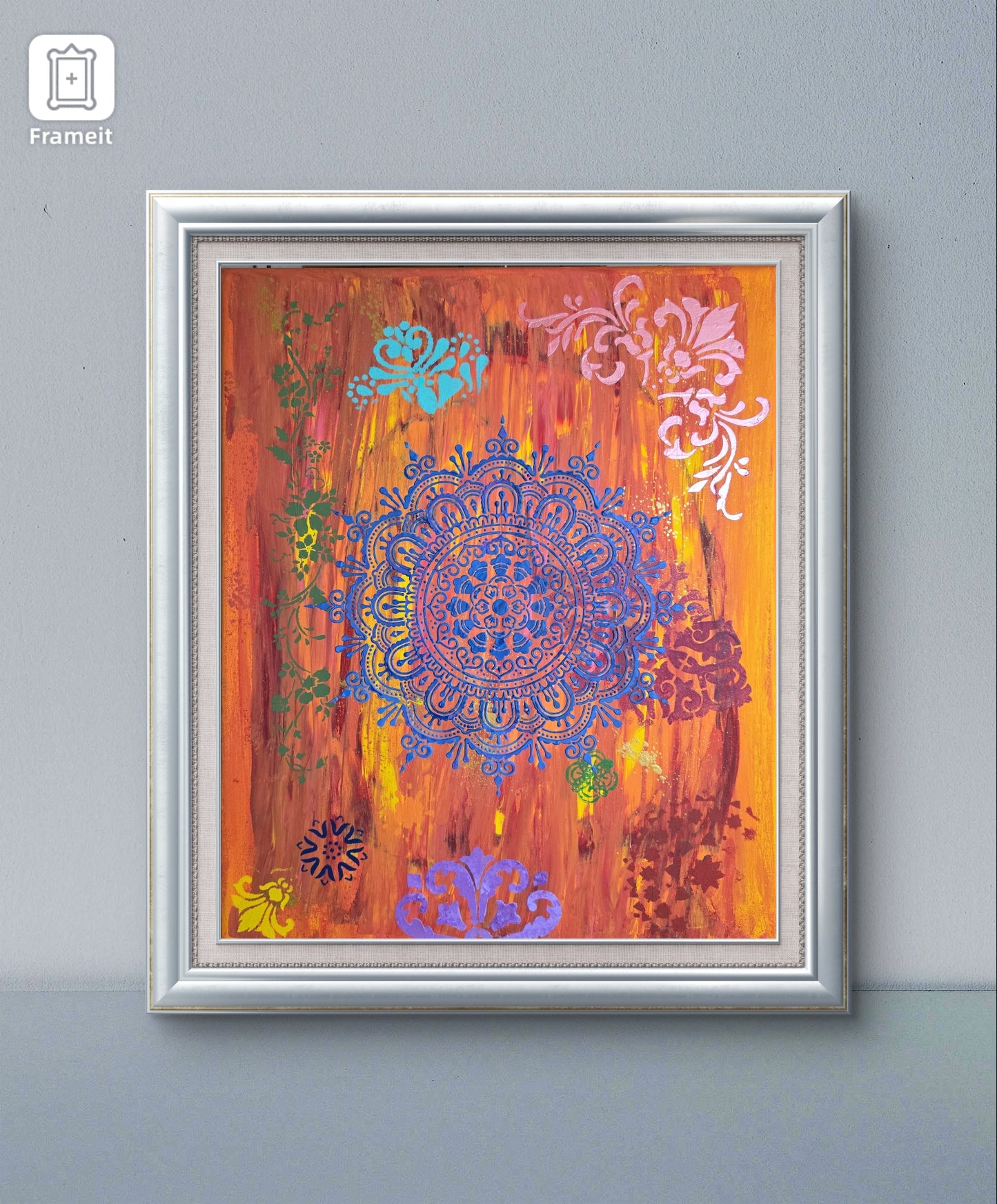 Sunfire Mandala Radiance – 24" x 14" Mixed Media - SOLD