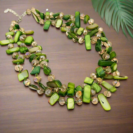 BEADED THREE- LAYERED NECKLACE - HANDCRAFTED - JAG Universal Collection 